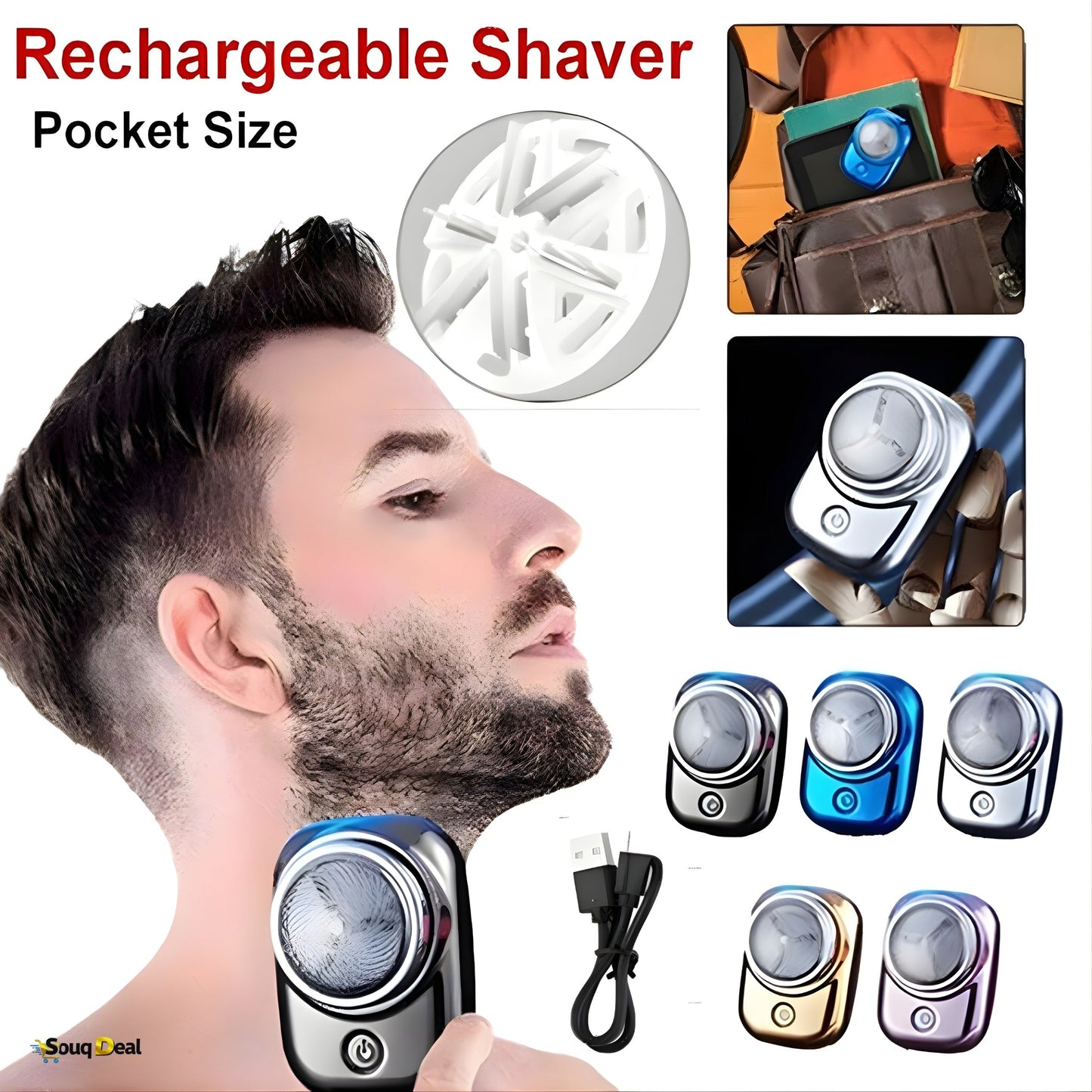 Mini Portable Painless Shaver for Men - Rechargeable Waterproof Beard Trimmer