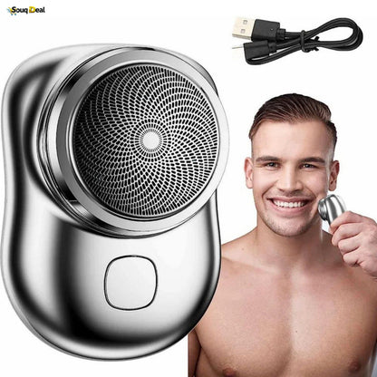 Mini Portable Painless Shaver for Men - Rechargeable Waterproof Beard Trimmer